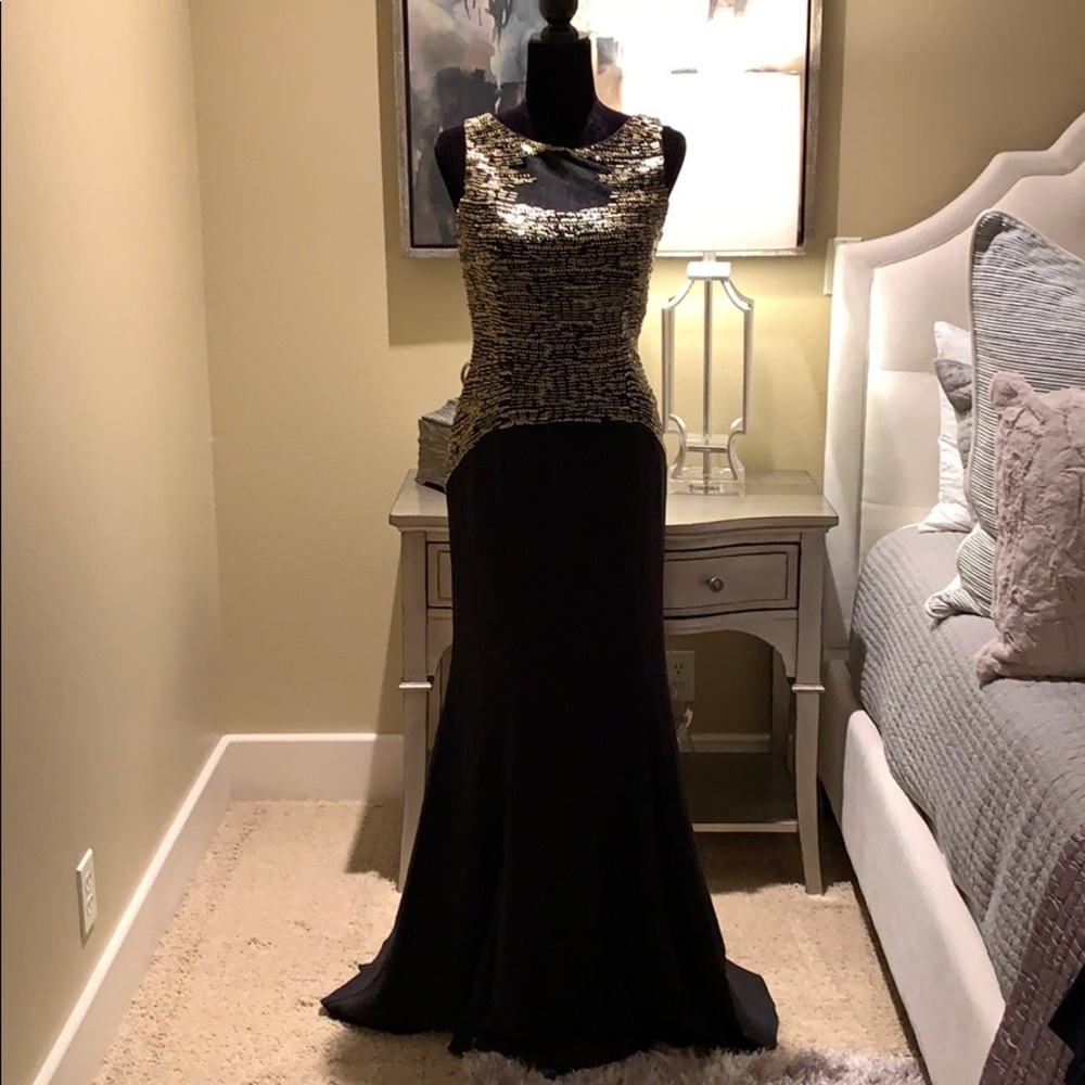 Terani Evening gown with black and gold beading